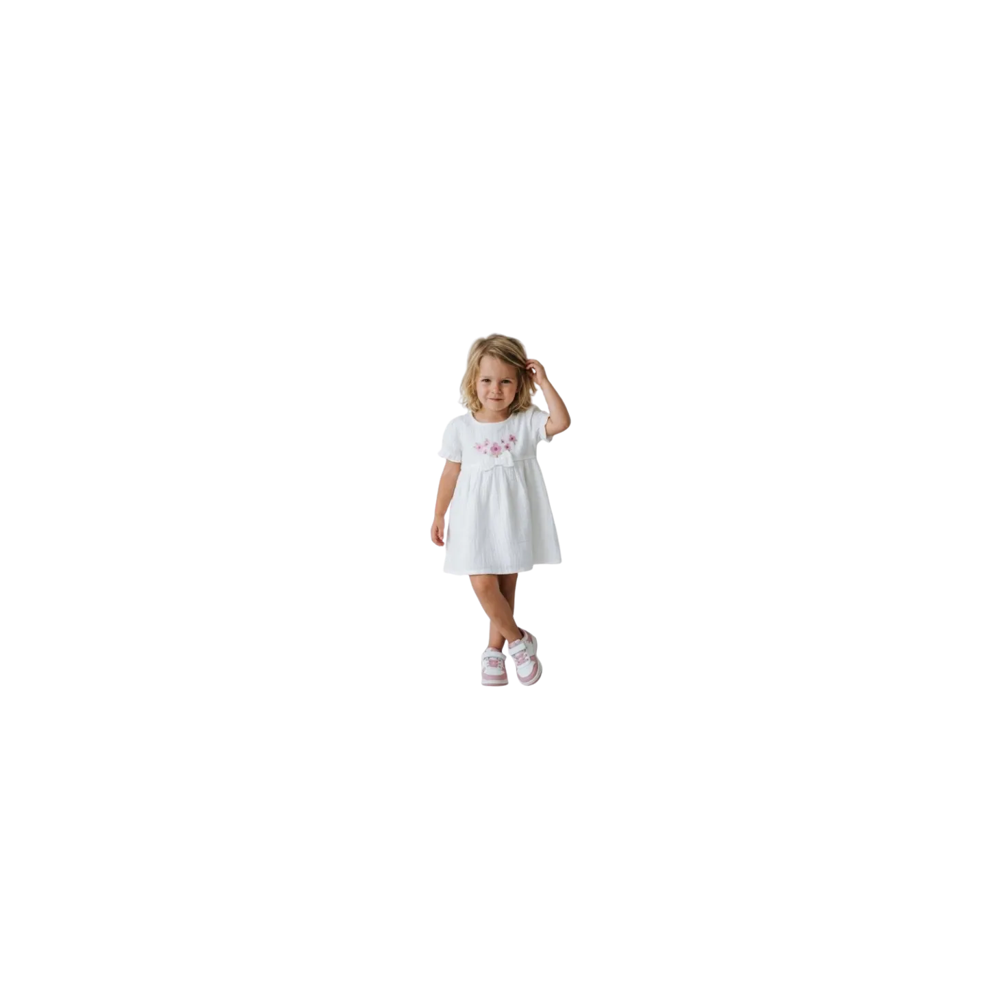 ELENA - Robe Fleurs blanc cassé  1 - 4 ans