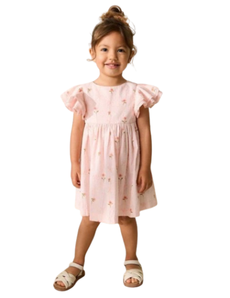 ELENA - Robe Fleurs imprimée rose 2 - 8 ans
