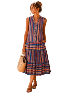 BAHE - Robe April vintage rayé