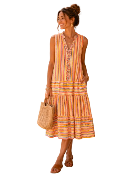 BAHE - Robe April vintage rayé pas cher| La Boite de Magie Nice
