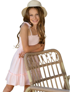 ATIVO - Robe bretelles rose 4 - 10 ans