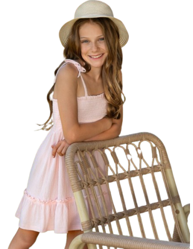 ATIVO - Robe bretelles rose 4 - 10 ans