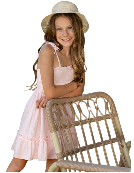 ATIVO - Robe bretelles rose 4 - 10 ans