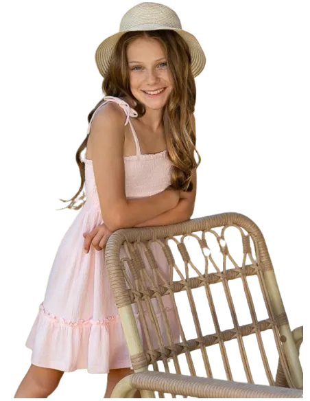 ATIVO - Robe bretelles rose 4 - 10 ans