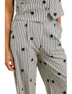 BAHE - Pantalon Fleurs rayé 2