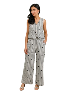 BAHE - Gilet Fleurs rayé 2