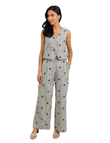 BAHE - Pantalon Fleurs rayé pas cher| La Boîte de Magie Nice