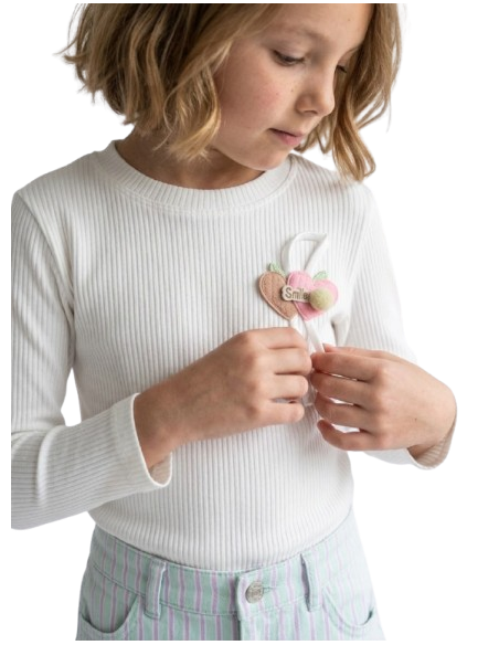 ELENA - Tee-shirt Coeurs Smile blanc  4 - 10 ans pas cher| La Boîte de Magie Nice