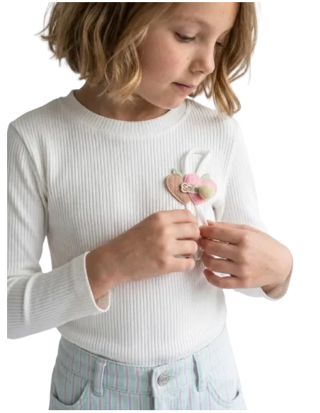 ELENA - Tee-shirt Coeurs Smile blanc  4 - 10 ans pas cher| La Boîte de Magie Nice