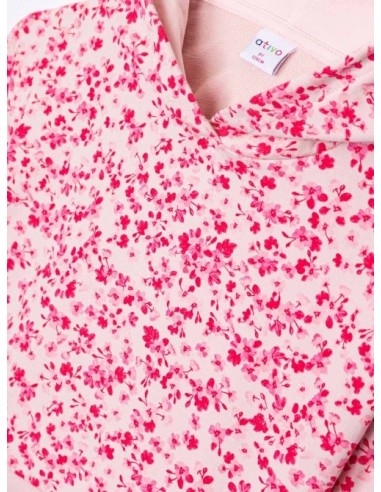 ATIVO - Sweat à Capuche Fleuri Rose 4 - 12 ans pas cher| La Boîte de Magie Nice