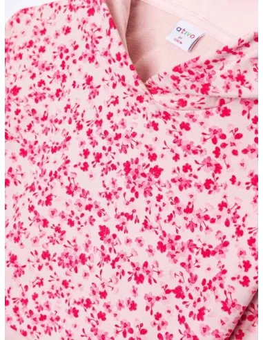 ATIVO - Sweat à Capuche Fleuri Rose 4 - 12 ans pas cher| La Boîte de Magie Nice