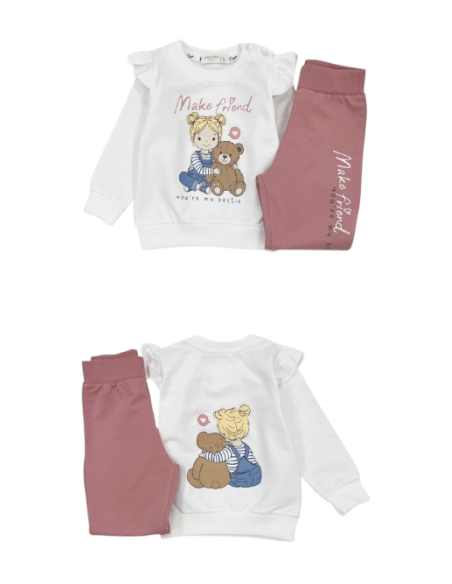 ELENA - Ensemble Make Friend blanc et rose poudré 1 - 4 ans pas cher| La Boîte de Magie Nice