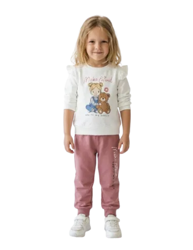 ELENA - Ensemble Make Friend blanc et rose poudré 1 - 4 ans