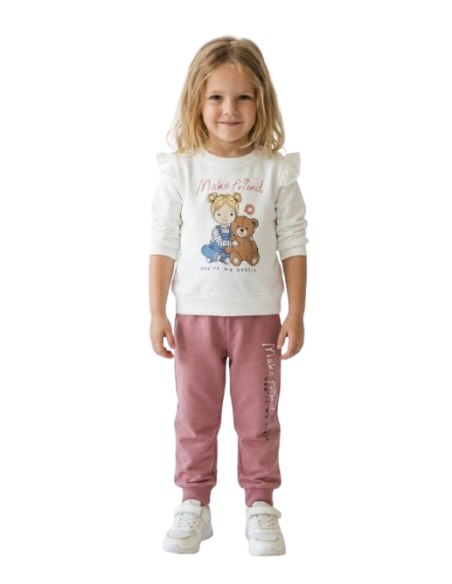 ELENA - Ensemble Make Friend blanc et rose poudré 1 - 4 ans