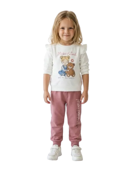 ELENA - Ensemble Make Friend blanc et rose poudré 1 - 4 ans