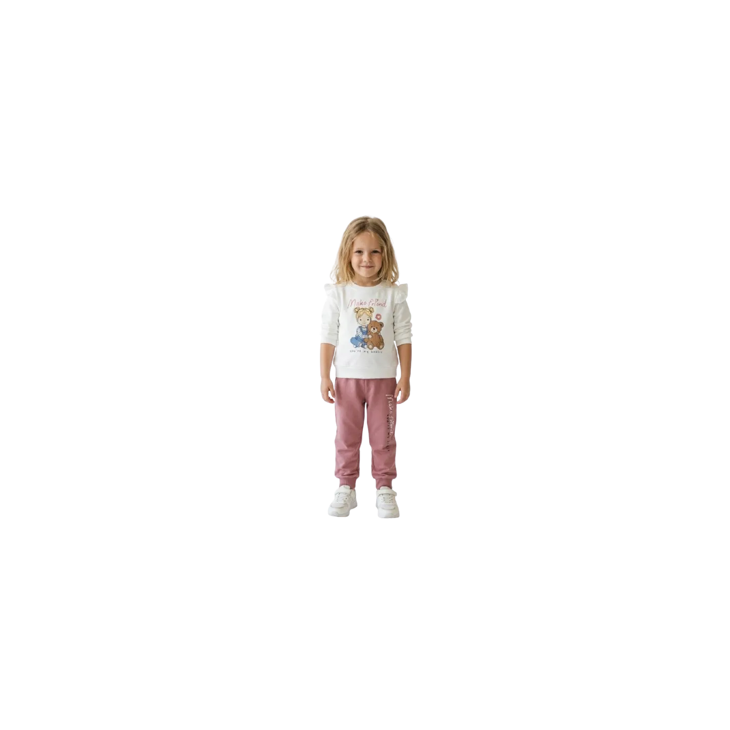 ELENA - Ensemble Make Friend blanc et rose poudré 1 - 4 ans