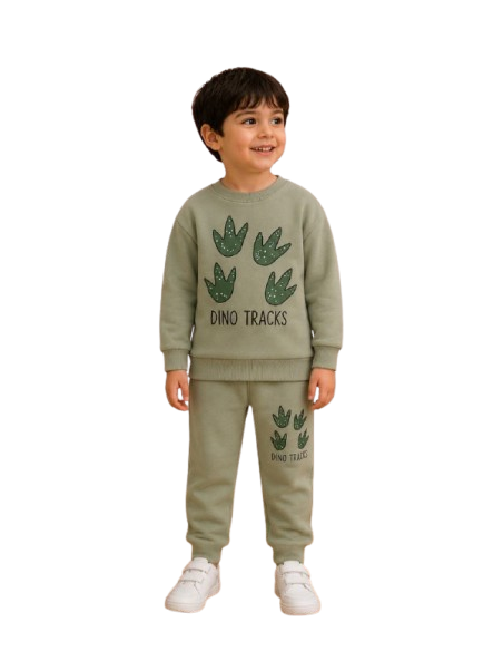 ELENA - Ensemble Dino tracks kaki 1- 4 ans