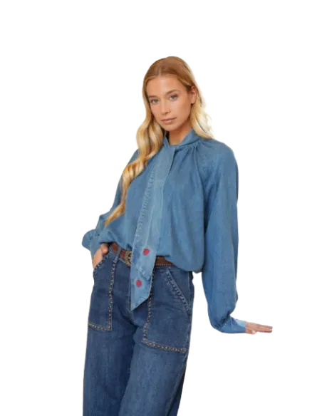BAHE - Chemise jean Noeud coeur