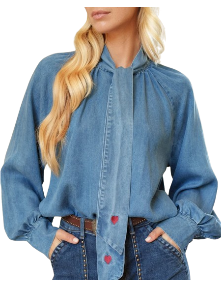 BAHE - Chemise jean Noeud coeur pas cher| La Boîte de Magie Nice