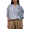 BAHE - Chemise  Peace rayé bleu pas cher | La Boîte de Magie Nice