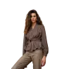 BAHE - Chemise ceinture carreaux marron
