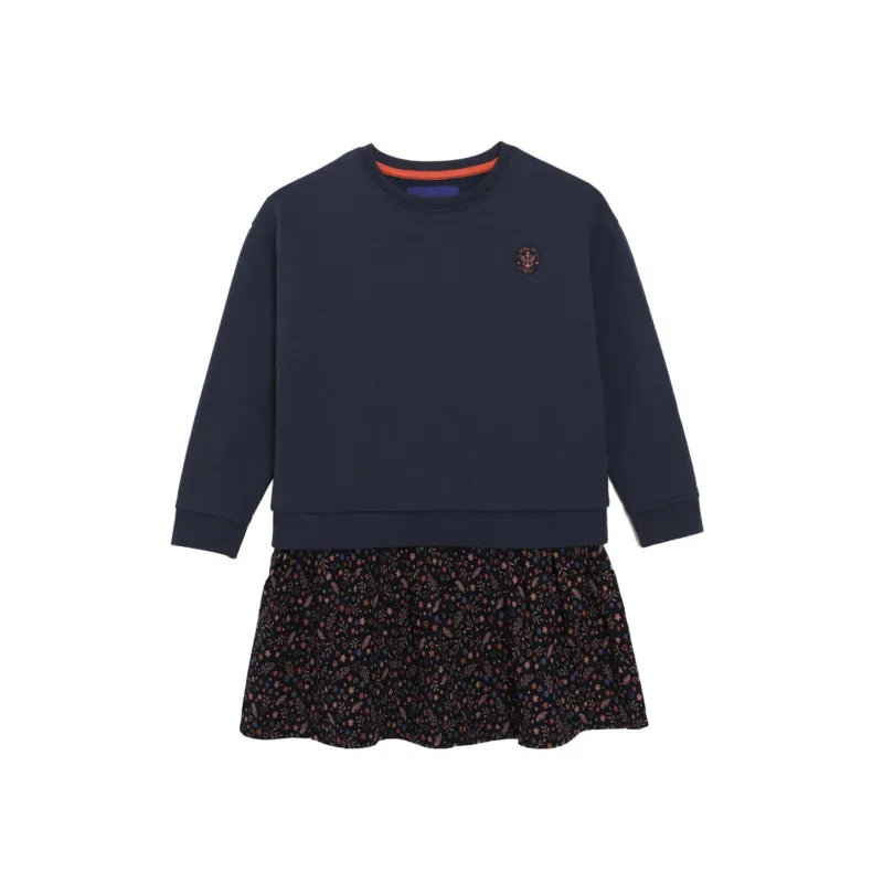 TDM - Robe manches longues 2en1 bleu marine 3 - 12 ans