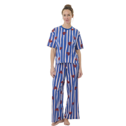 TDM -Pyjama  YOYO manches courtes bleu à motif coeurs