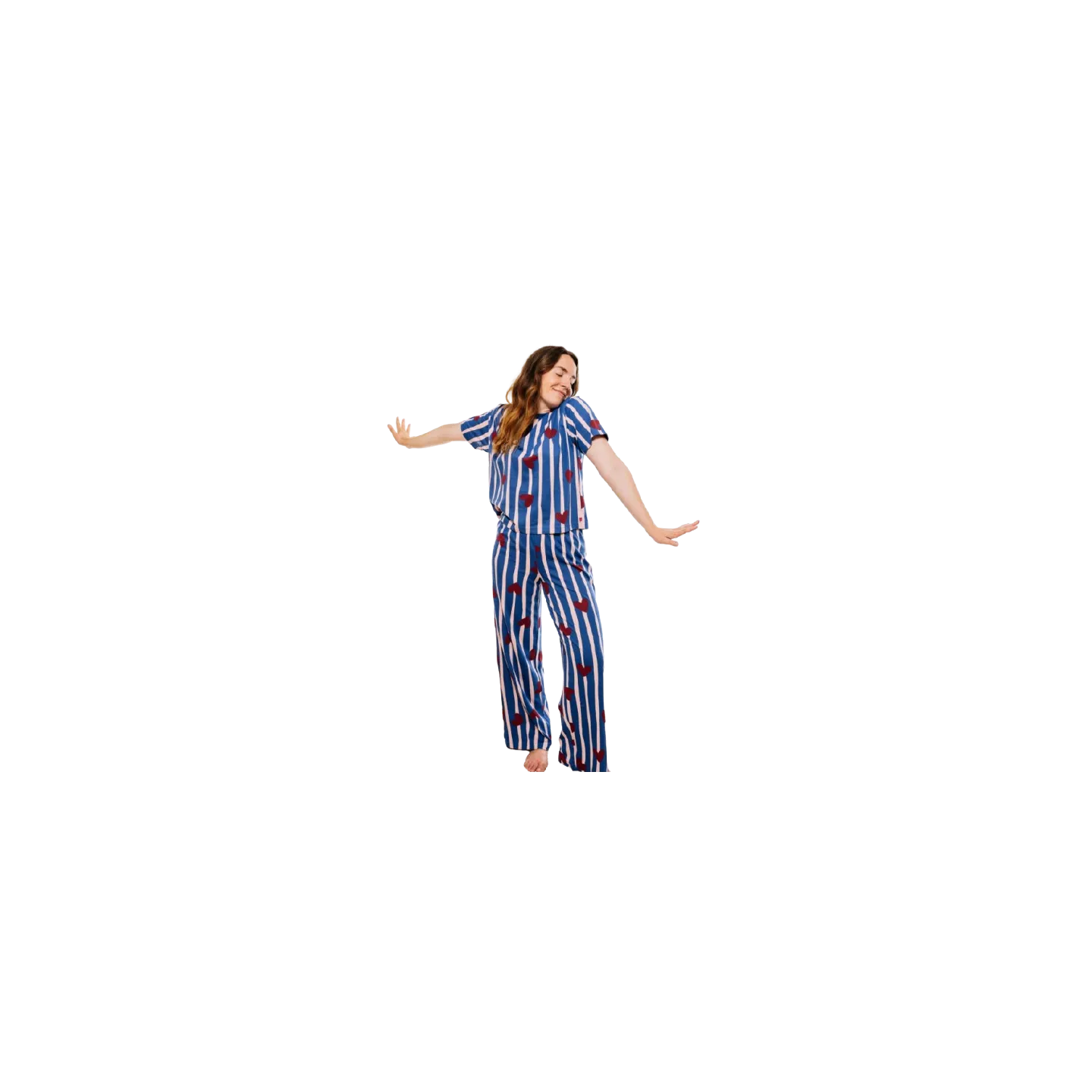 TDM -Pyjama  YOYO manches courtes bleu à motif coeurs pas cher| La Boîte de Magie Nice
