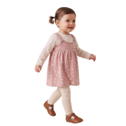 TDM - Ensemble  Efleur Robe et Tee shirt Rose 6 -24 mois