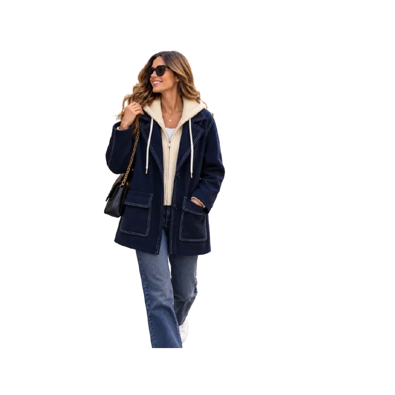 BAHE - Veste marine capushe béige