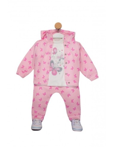 ELENA - Ensemble fille Papillons rose