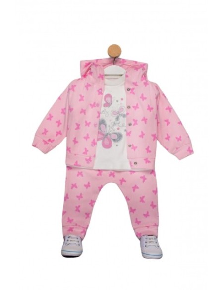 ELENA - Ensemble fille Papillons rose