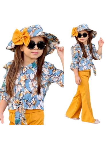 ELENA - Ensemble trois pièces fille Fleurs