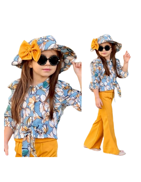 ELENA - Ensemble trois pièces fille Fleurs