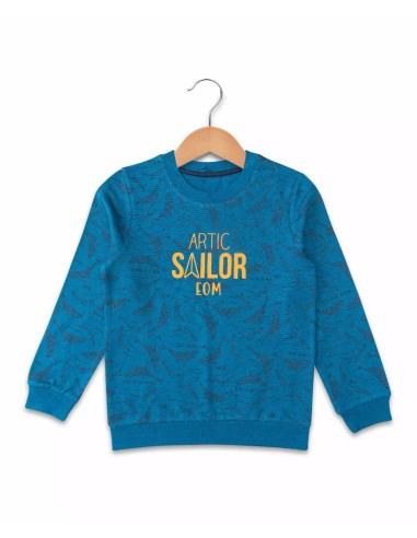 Elle est où la mer - Sweat WIBO mprimé bleu