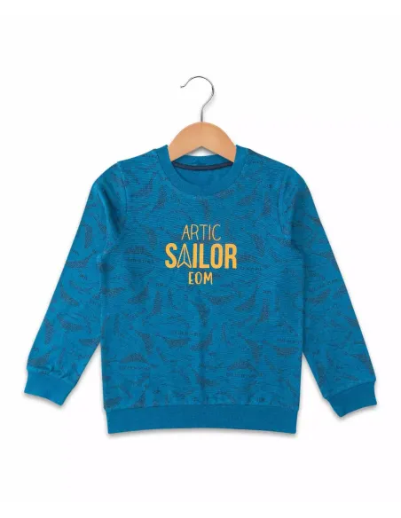 Elle est où la mer - Sweat WIBO mprimé bleu