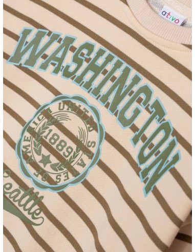 ATIVO - Sweat Washington beige rayé pas cher|La Boite de Magie