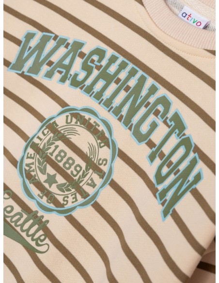 ATIVO - Sweat Washington beige rayé pas cher|La Boite de Magie