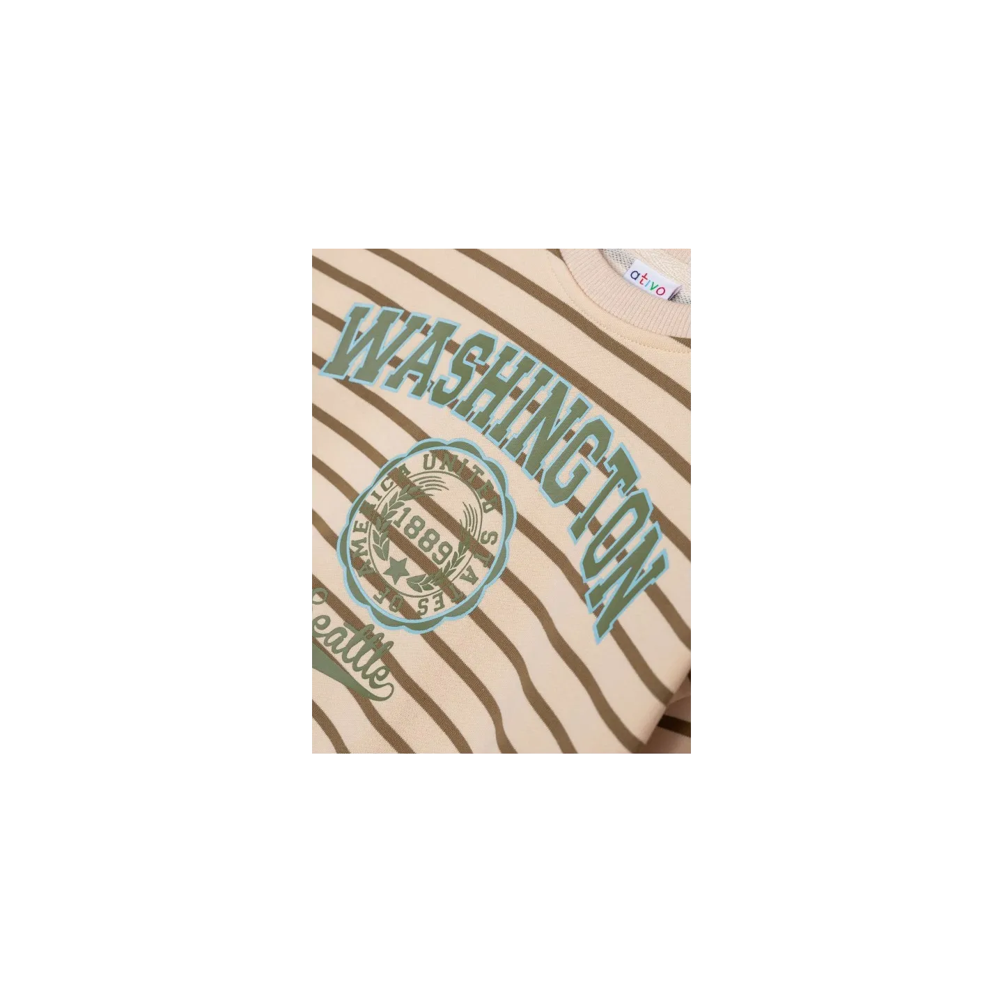 ATIVO - Sweat Washington beige rayé pas cher|La Boite de Magie
